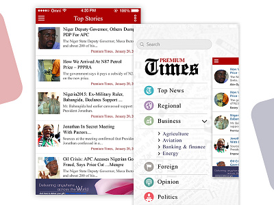 Premium Times - NewsApp detail e news ios iphone x listing material design media minimal modern news press ui ux