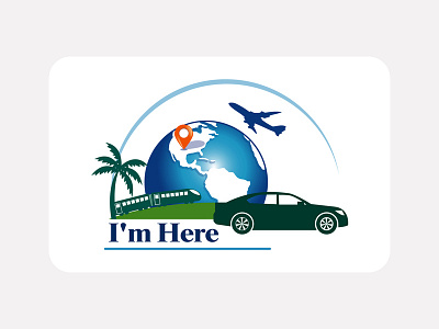 Logo for Travel Company - I'm Here cab creative design flight graphic location logo map print media train travel ui ux