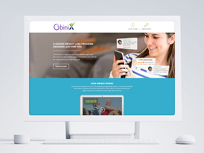Obinix Web App - Landing Page banner chat fitness health home page icons illustrations landing page minimal obinix ui ux yoga