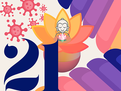 21 DAYS 21 buddha corona design challenge flat orange peace pink sphere