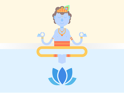 Krishna Lotus flat design hinduism illustration krishna lotus