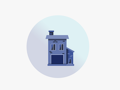 Blue Family House With Garage blue flat design garage house illustration items