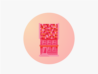 Pink House With The Strange Roof colour flat flat design house illustration pink red roof