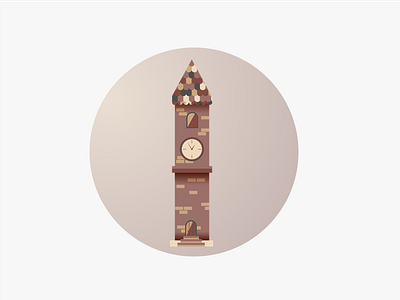 The Clocktower brown clock clocktower flat flat design house illustration tall building