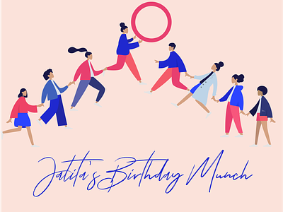 Birthday Munch 2019 characters illustration pink ui
