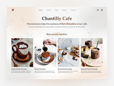 Cafe - Website landing page (Concept design) branding cafe design hot chocolate landing page typography ui ui design web webdesign website