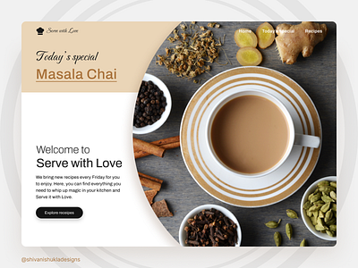 Food Blogger - Website Landing Page (concept design) blogdesign chai design landing page masala chai ui ui design uiinspiration web webdesign