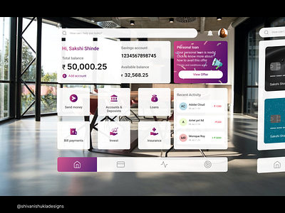 AR Banking (Concept design) ar ar banking ar glasses augmented reality bank interface banking design finance fintech ui ui design