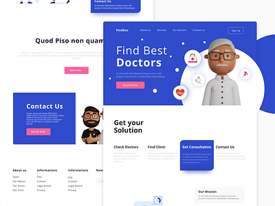 FindDoc | Homepage 3d design doctor doctor app find doctor medecine uitrend uiux webdesign website