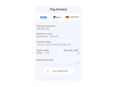 Credit card form by joy smith on Dribbble