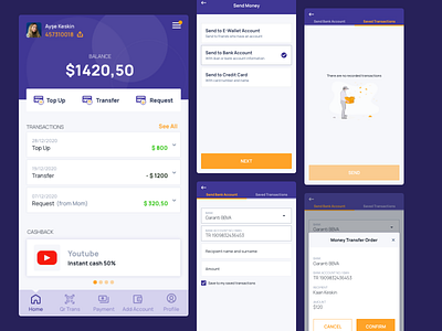 EWallet Send Money Application 1 account balance checkout mobile app order payment payments popup send money step by step ui ux wallet