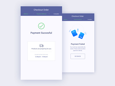 eCommerce Payment Succesful & Failed checkout design mobile mobile ui order payment ui ux