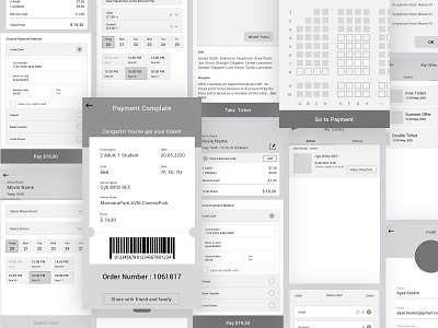 Movie Tickets Booking Wireframe booking checkout cinema design mobile mobile ui order payment tickets ux wireframe