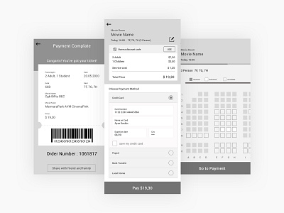 Movie Tickets Booking Wireframe