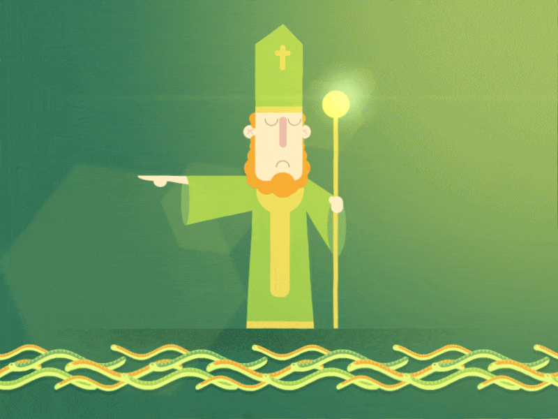 Happy St Patrick's day animation character snakes st patrick