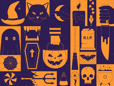 Halloween Time 2d animation cat design flat design halloween illustration illustrator pumpkin spooky vampire vector