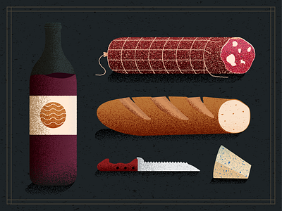 The ultimate snack pack adobe cheese design food hungry illustration illustrator salami texture vector wine