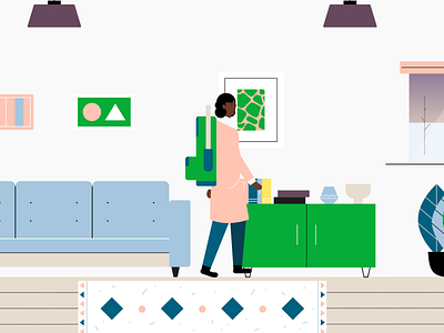 Living Room Scene 2d animation design flat design illustration illustrator vector