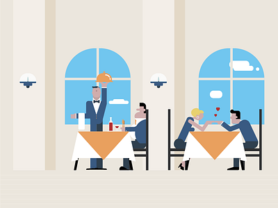 Restaurant Scene characters flat design illustration illustrator restaurant vector