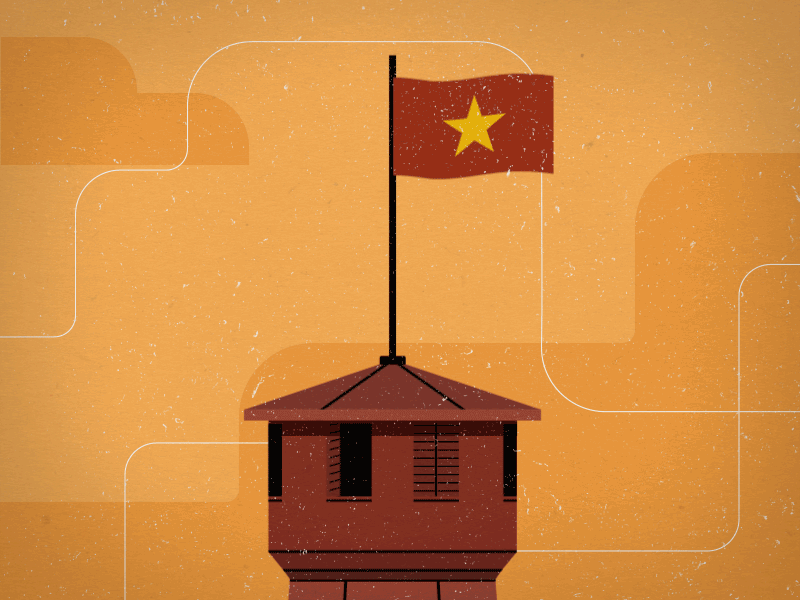 Hanoi Flag Tower animation design loop vector vietnam