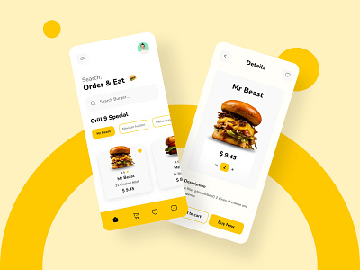 Grill 9 Burger delivery App user interface