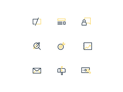Marketing Icons brand design email icon set icons illustration lines responsive social vector web website
