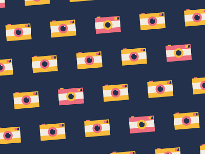 Lights, Camera, Pattern! camera colourful creative cute design icons illustration navy pattern pink vector yellow