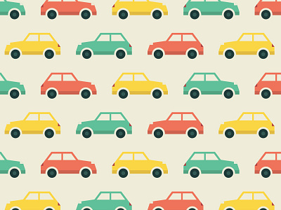 Car Pattern cars creative design green icons illustration pattern red repeat vector vehicle yellow