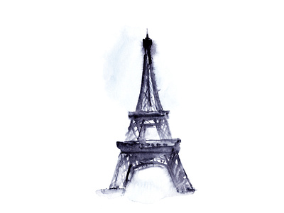 Bonjour Paris cityskape eiffel tower europe france french landmark love paris romance sketch travel urban watercolor