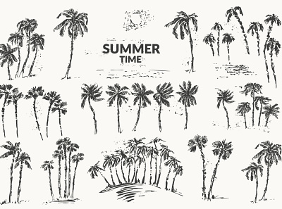 Tropical palm trees beach exotic illustration logo nature ocean palm palm tree sea sketch summer travel tree tropical vacation vector