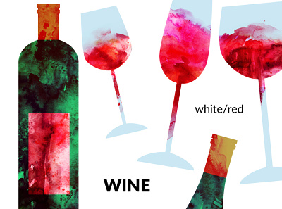 Wine set bar celebration clipart illustration menu party restaurant watercolor wedding wine wine bottle wine glass wine list