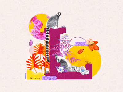 Lemur - Digital Collage art collage collage art design digital collage digital illustration illustration lemur procreate wildlife