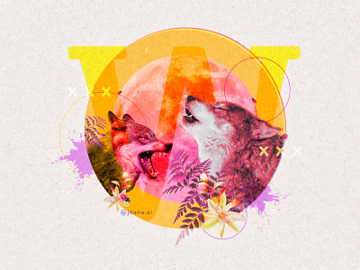 Wolf - Digital Collage art collage collage art design digital collage digital illustration illustration ladybug procreate wildlife wolf