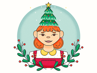 DTIYS - Christmas Tree art christmas christmas tree design digital illustration girl illustration procreate shape xmas