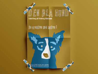The Blue Dog - Den Bla Hund drawing illustration poster vector