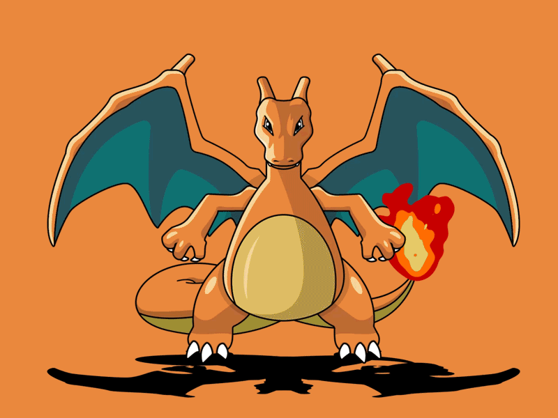 Charizard 2D Animation 2d after effects character sprite charizard fire gif illustration pokemon pokemon go wings