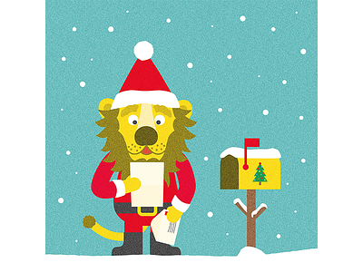Lettre au père Noël - Finition christmas enfants illustration kids letter lettre lion noel