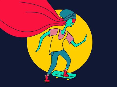 Alien girl alien girl illustration skateboard