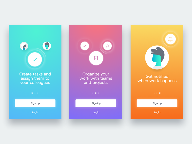 New User Experience Style Frames - iOS gradient onboarding ios new user experience mobile