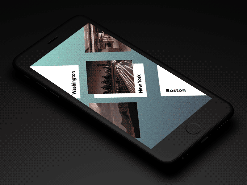 Choose your city mobile cards gif interactions iphone mobile overlay