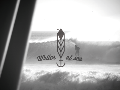 Writer At Sea feather logo losttype ocean pen sea surf surfer wave writer