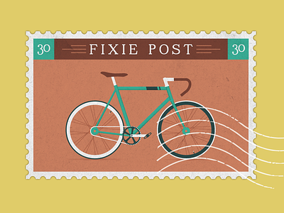 Fixie Stamp bike boho city fixie hipster icon logo paris parisian post postal stamp vinslev vinslëv vintage vélo
