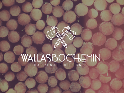 Wallas Bochemin ax carpenter carpentry designer draw logo lumberjack pen pencil wood