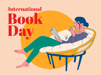 International Book Day bookday calm chair colombia color design illustration illustrator internationabook pink relax sebastianarteaga vector