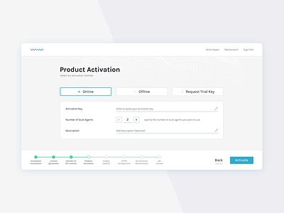 IT-Security Product Activation - UI activation page it security ui ux