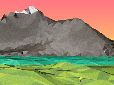 Landscape WIP 3d c4d landscape low poly mountains polygon sunset