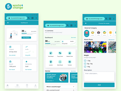 waste4change UI Mobile Web Apps