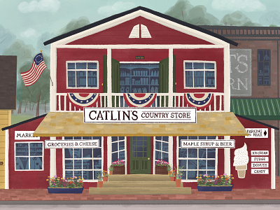 The Country Store architecture country store general store illustration market new england