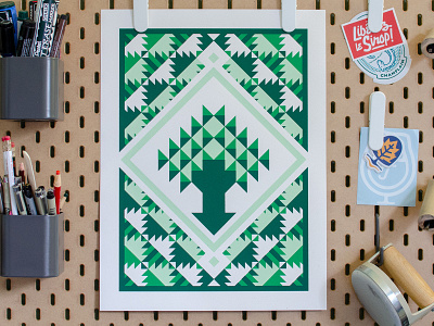 Tree Paper Quilt (Poster) geometric illustration new england poster poster art quilt quilting screen print tree