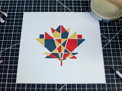 Maple Leaf Block Print geometric handmade illustration leaf linocut maple new england print